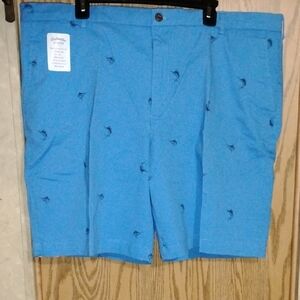 Izod Light Blue Embroidered Marlin Flat Front Men’s Shorts